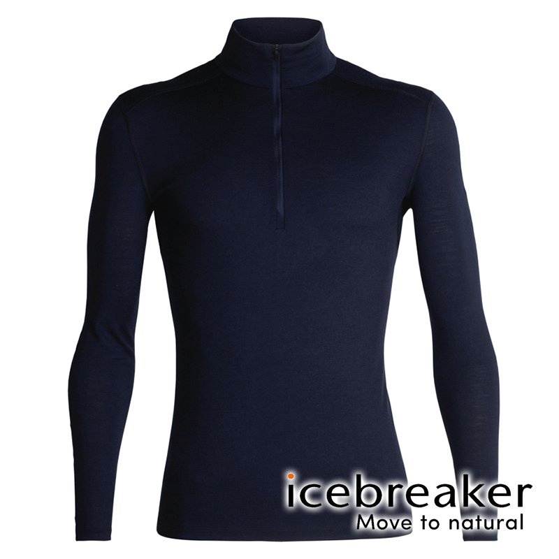 【icebreaker】Oasis 男 羊毛半開襟長袖上衣 BF200『深藍』104367