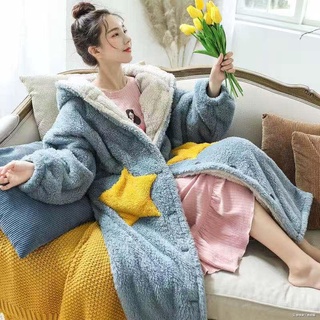 特賣下殺 加厚可外穿睡裙 珊瑚絨睡衣 大尺碼加絨睡袍 家居服 長款睡袍 法蘭絨睡衣 長款過膝睡袍 毛絨睡衣裙 刷毛睡衣