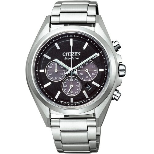CITIZEN 星辰錶 鈦金屬光動能三眼計時腕錶-銀/黑(CA4390-55E)41mm