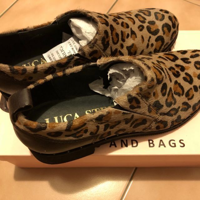 Luca Stefani 義大利時尚女鞋馬毛 牛皮 棕色豹紋馬毛深咖色水晶牛38號裸靴全新 蝦皮購物