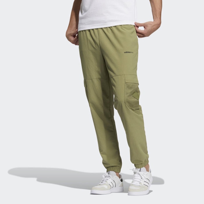 ⓉⒽⓇⒺⒺⒼ🔥ADIDAS NEO 運動長褲 工裝 尼龍 腰帶 拼接 縮口褲 拉鍊網布口袋 軍綠 男款 H55274