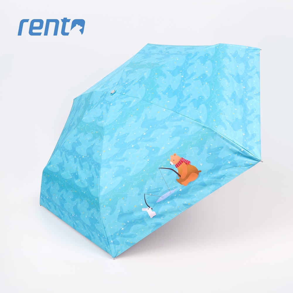 【rento】MINI不鏽鋼黑膠晴雨傘-仰望星空_藍綠