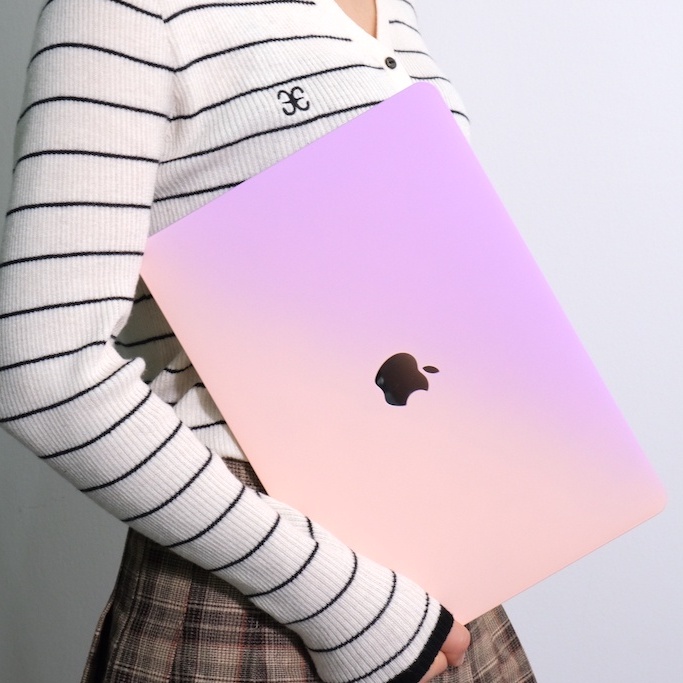 10件套MacBook Air M1漸變粉紫保護殼A2337 A2179超薄防摔殼奶油殼帶滑鼠墊/鍵盤膜/電源套/螢幕貼