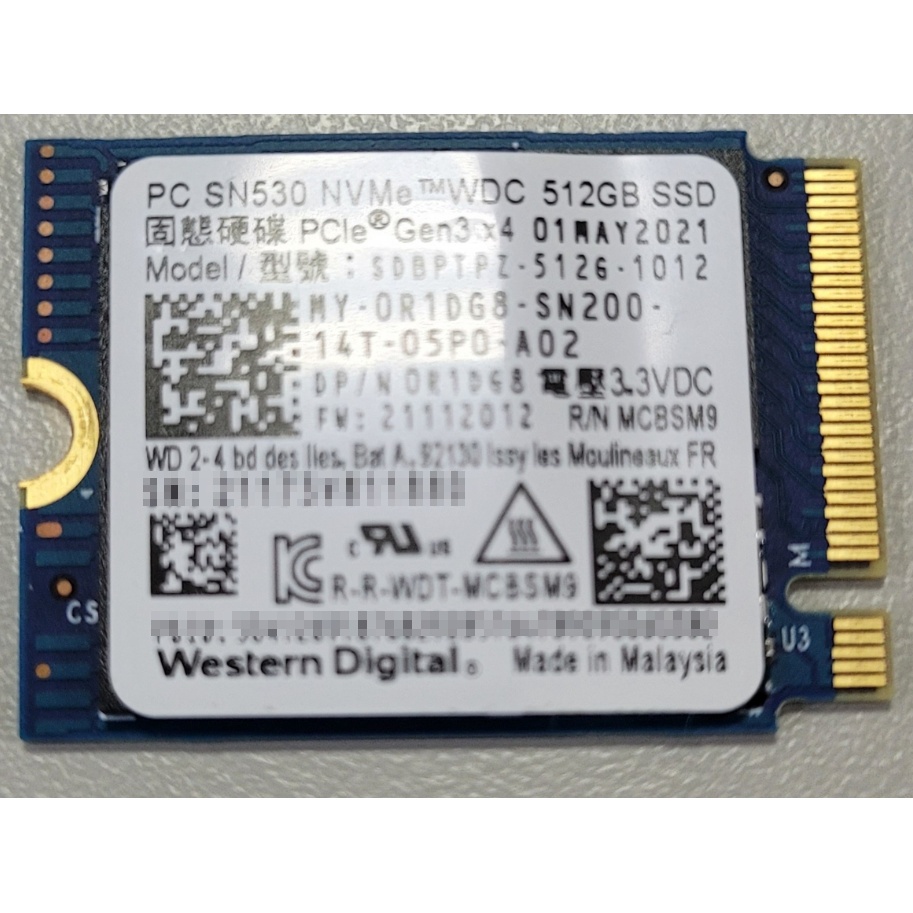 WD SN530 512GB M.2 2230 PCIe SSD