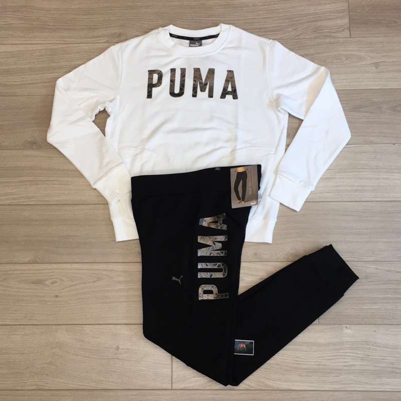 《TNT 超值套裝》PUMA 女 歐規 棉質 內刷毛 運動套裝 大學t 85186702 縮口褲 85343951