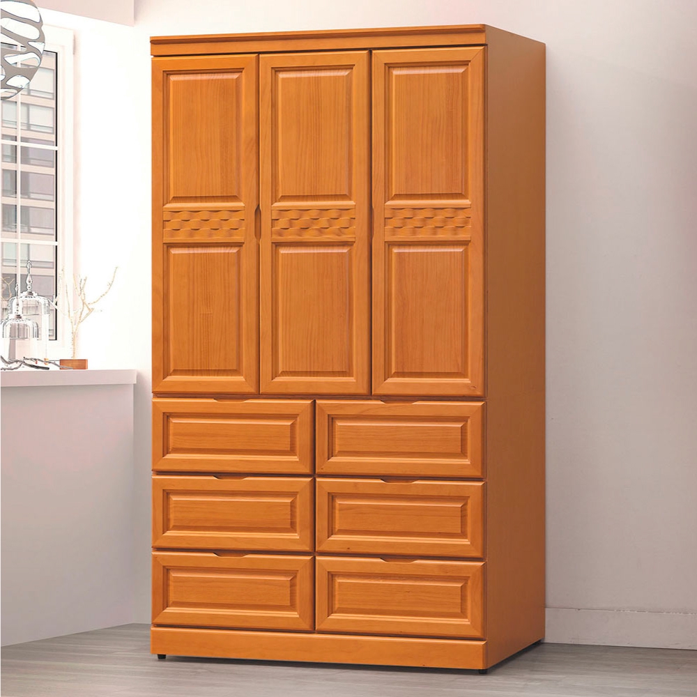 AS-818型檜木色4×7尺衣櫥-118×58.5×209.5cm