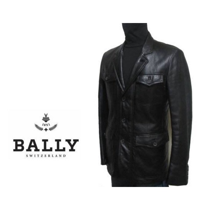 fyfy名牌精品老闆瘋了最後出清很新義大利製Bally黑色頂級小羊皮皮衣西裝式長皮衣原價近10萬