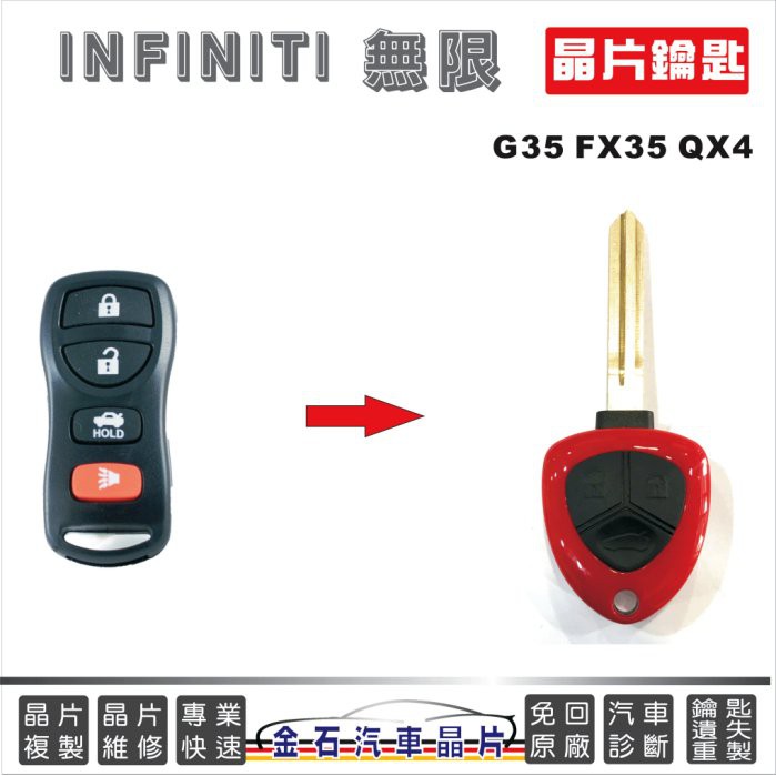INFINITI 無限汽車 G35 FX35 QX4 備份鑰匙 拷貝 晶片鑰匙 折疊 開鎖 鑰匙不見 遺失