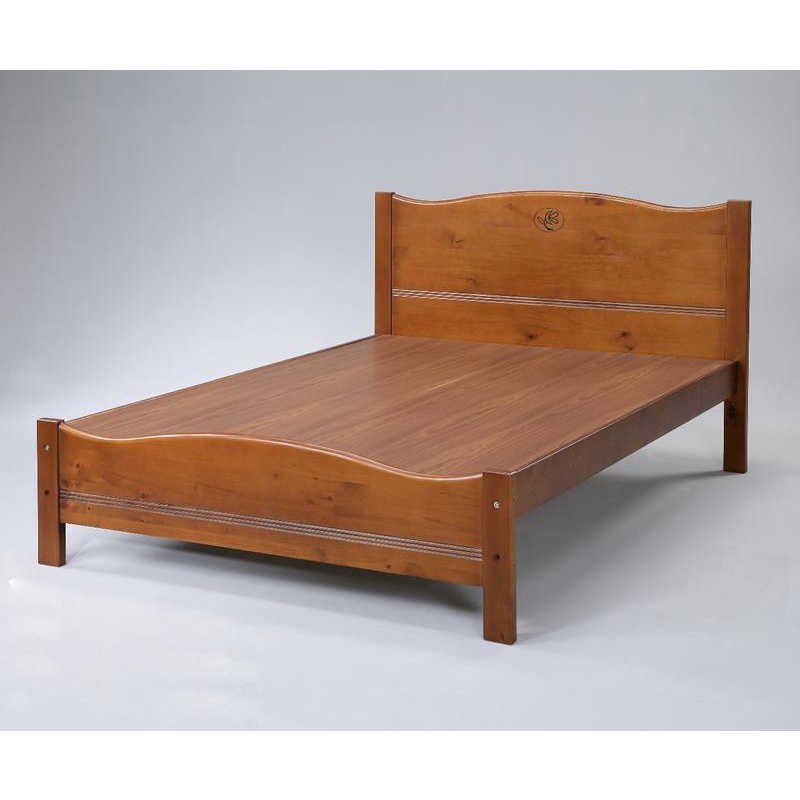 【萊夫家居】SN-307-3：淺胡桃6尺雙人床台【台中家具】床架 松木實木高低可調 台灣製 鋼骨床枳 實木床