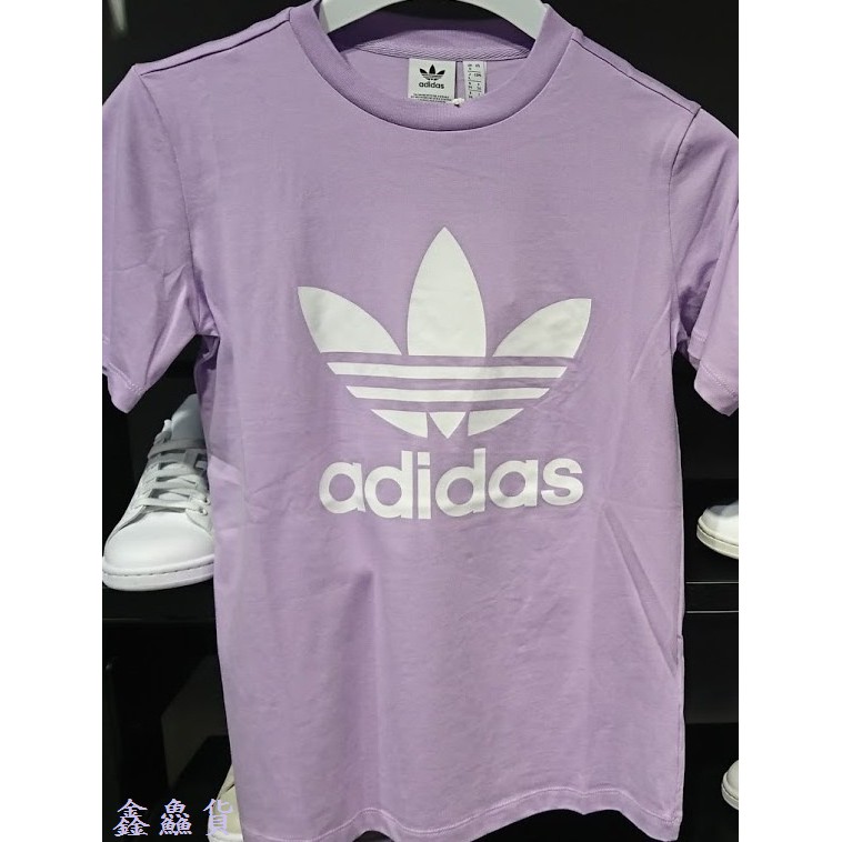 2019 四月ADIDAS ORIGINALS TREFOIL TEE 三葉草短袖T恤紫白DV2595 | 蝦皮購物