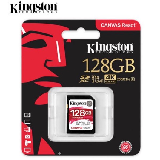 Kingston金士頓 128GB Canvas React SDXC UHS-I A1 U3 記憶卡