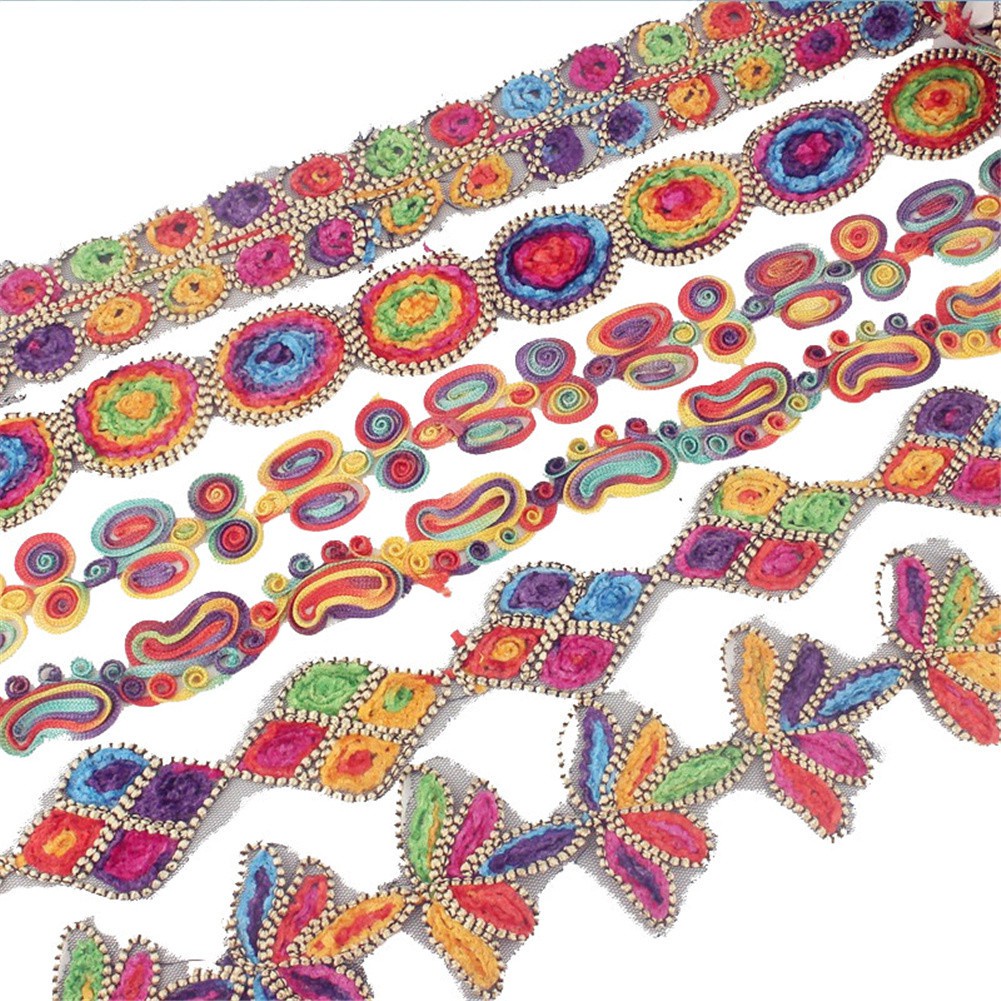 每條3碼波西米亞風格棉質花邊 彩色織帶緞帶 民族風演出服裝裝飾材料