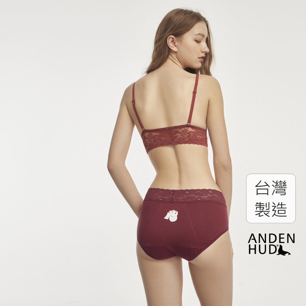 【Anden Hud】那年花開．蕾絲高腰生理褲(酒紅-大吉) 台灣製