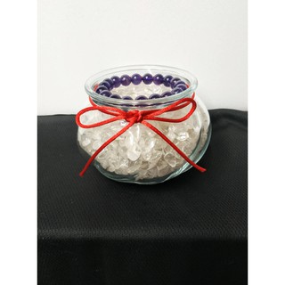 透明玻璃聚寶盆+天然白水晶碎石+7色元寶+底座.一組優惠價460元(淨化.消磁盆)