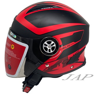 ASTONE MJS AS1 平光黑紅 半罩 雙鏡 安全帽 輕量 全可拆洗 MJ-S