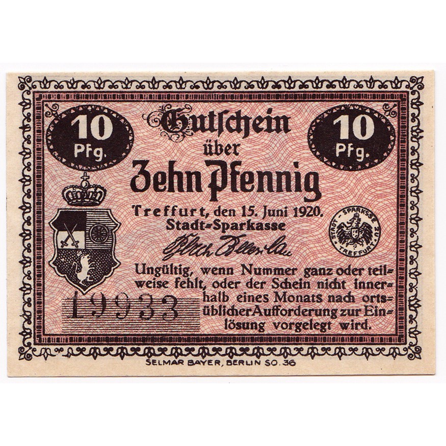 ⚜️銅臭味 西元1920年 一戰德國緊急貨幣 10芬尼  (紙幣紙鈔紀念幣錢幣金幣銀幣銅幣龍銀郵票袁大頭低價外鈔超值硬幣