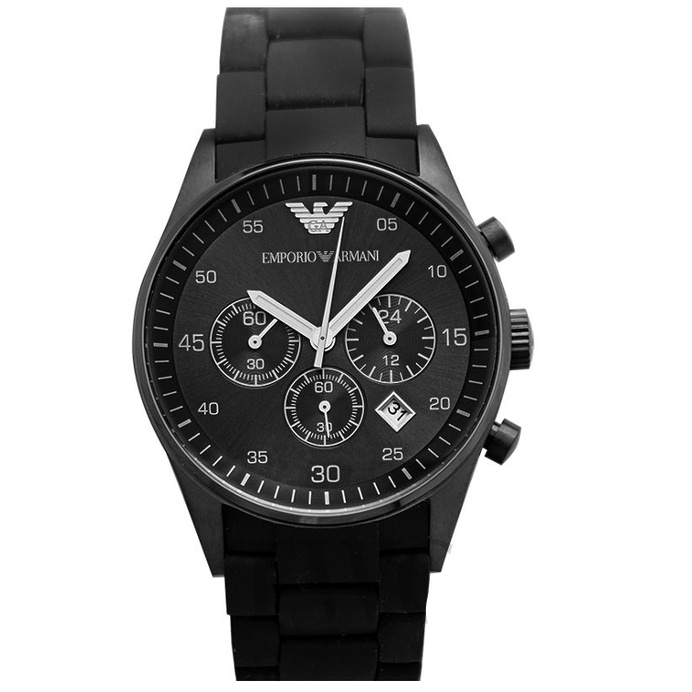 《Empoiro Armani》精品男錶/對錶（預購款式）陶瓷三眼計時優質腕錶-黑-AR5889