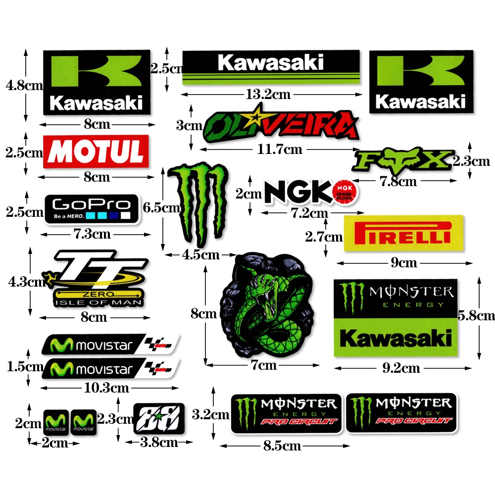 KAWASAKI 川崎機車貼紙 適用於川崎機車 自行車騎行頭盔貼紙 側貼防水防曬貼