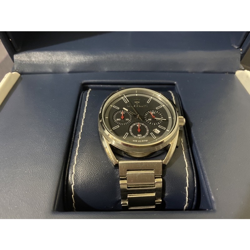 MASERATI瑪莎拉蒂,編號R8873632004,42mm銀圓形精鋼錶殼,寶藍色三眼,運動錶面,銀色精鋼錶帶款