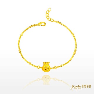 【J’code真愛密碼】袋來錢財 黃金手鍊 9999純黃金 招財 招人緣桃花 禮物 美鑫 22開運