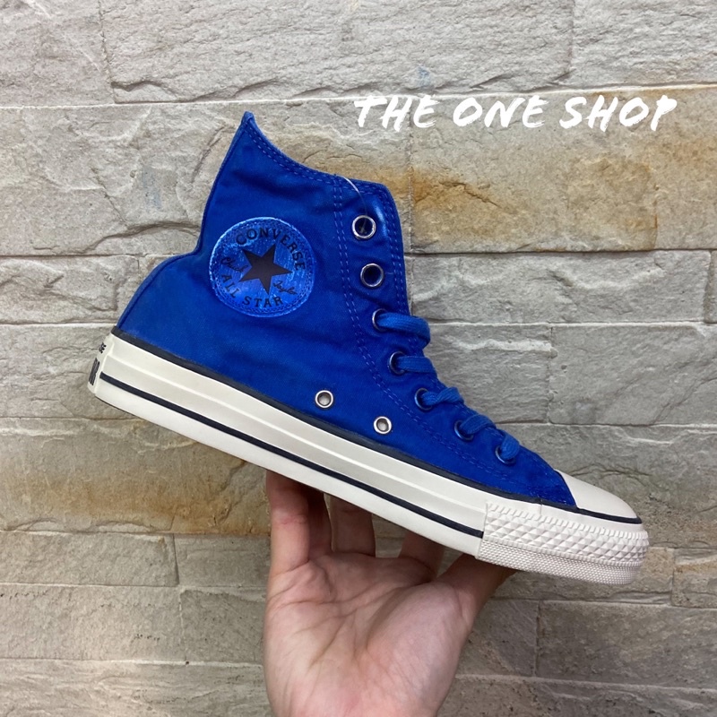 TheOneShop Converse 藍色 寶藍色 高筒 刷白 刷舊 渲染 染色 水洗質感 奶油底 147014C