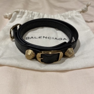Balenciaga 巴黎世家 皮手環 黑色金釦