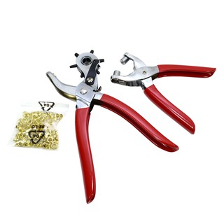 *韋恩工具* 雞眼鉗+打孔器+ 100顆雞眼 皮帶打孔 打洞鉗 專業級打孔器 專業級皮件 師傅適用 硬皮 雙層皮 厚皮