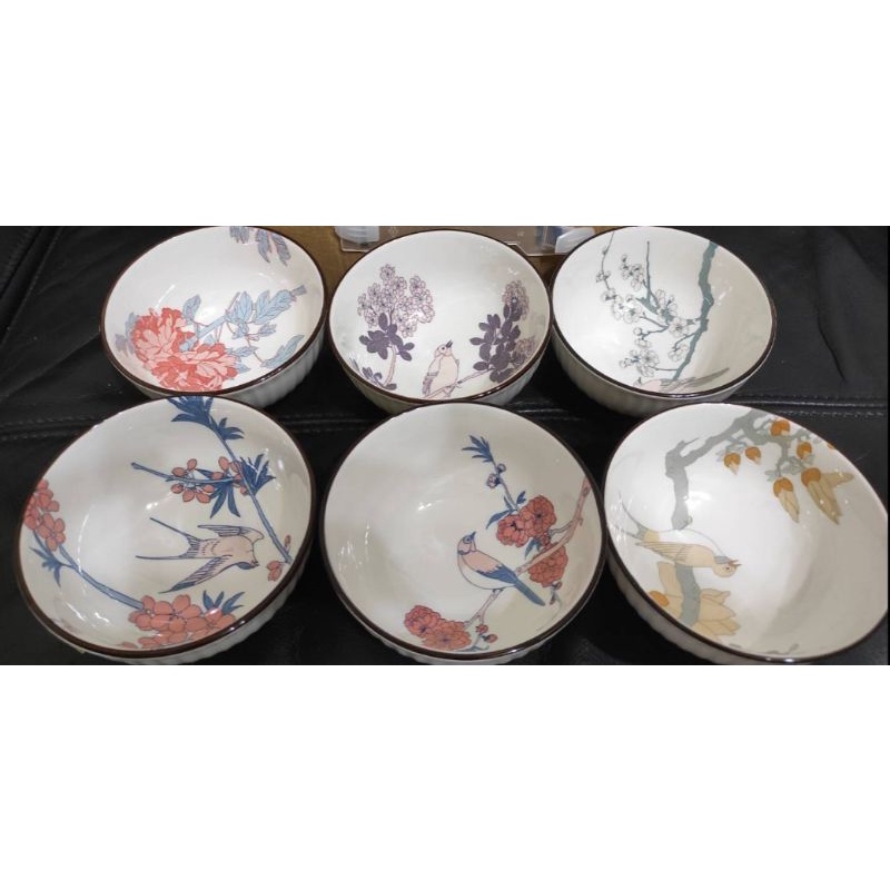 【現貨】開發金紀念品 全新故宮彩繪花鳥碗(6入)組 材質:陶瓷 高6cm 口徑11.3cm (一張單最多只能4組)