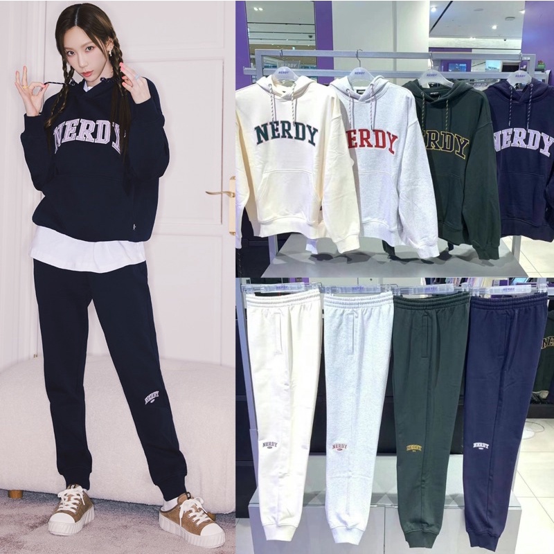 🉐️特價 22FW 🇰🇷JILL 韓國代購 ✈️ NERDY 太妍 同款 Logo 帽T 縮口 棉褲 運動 套裝
