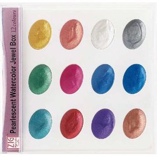 日本吳竹珍珠水彩盒、顏色調色盤WSKG204-5(金屬色)(12色)
