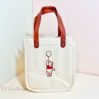 ChiivyBazaar | Disney迪士尼 小熊維尼 POOH 刺繡帆布 提袋 便當袋