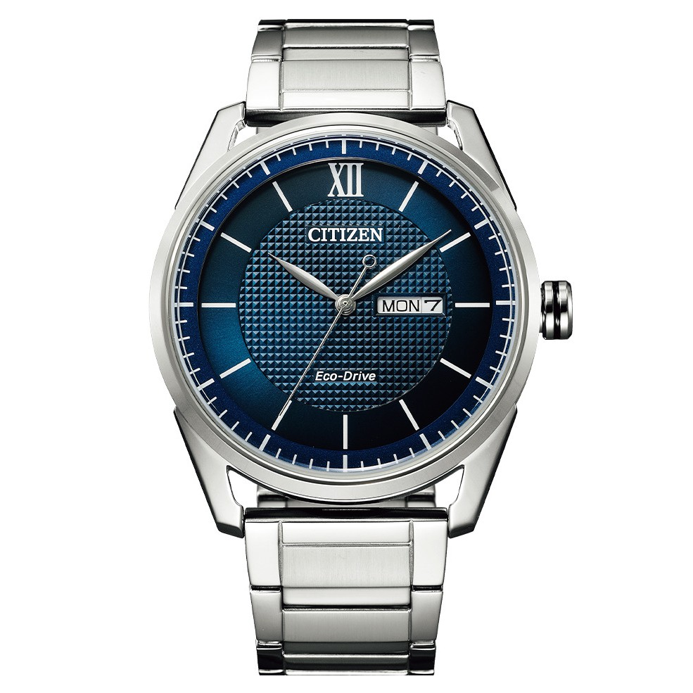 CITIZEN 星辰錶 GENT'S 簡約質感光動能星期+日期顯示腕錶-藍面(AW0081-89L)42mm