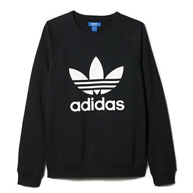 Adidas Crew Sweatshirt  Logo 黑色 大學T 保暖 三葉草 AY7791【高冠國際