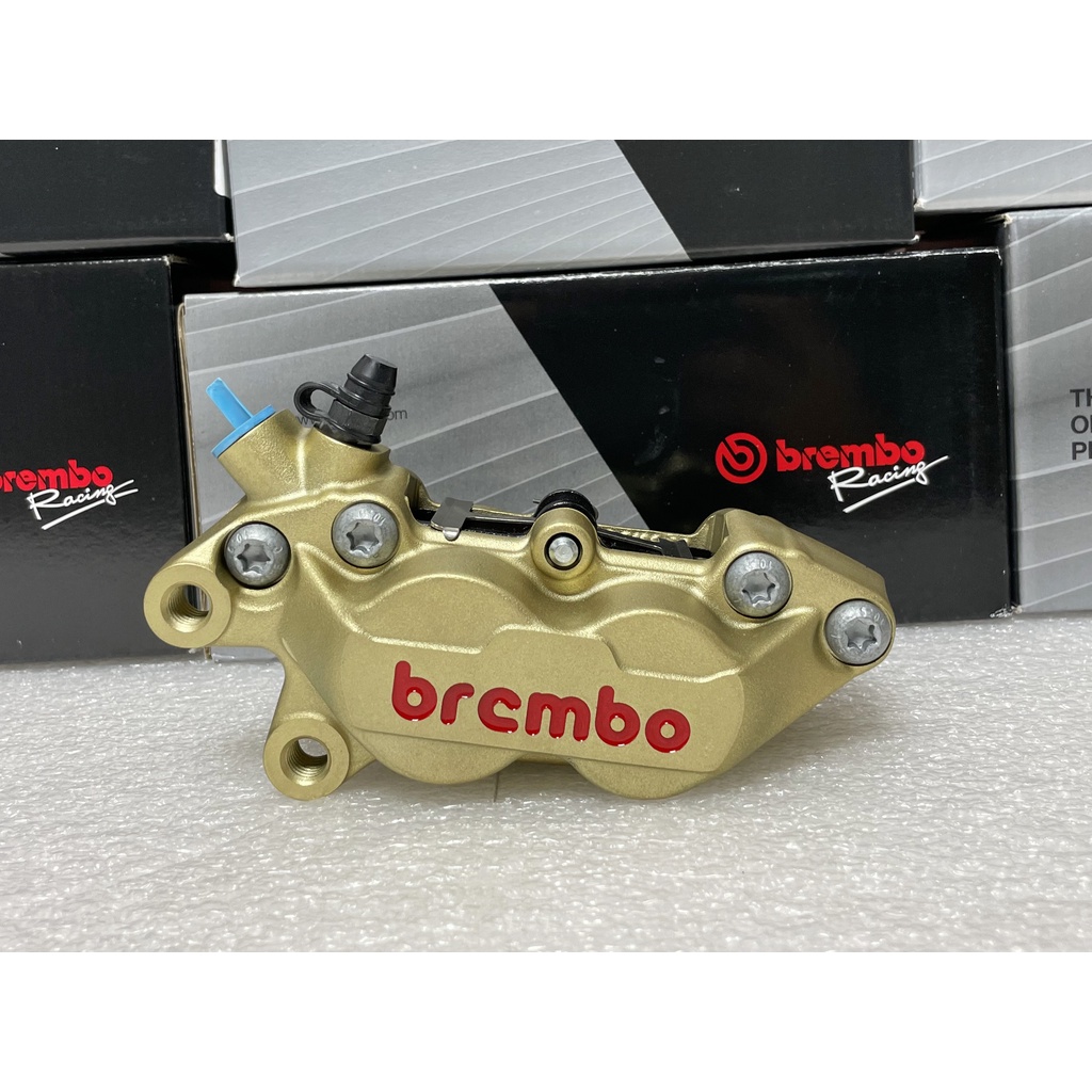 BREMBO 基本對四/卡鉗/單插銷/金底紅字對四 (左邊)活塞30/34 孔距40mm