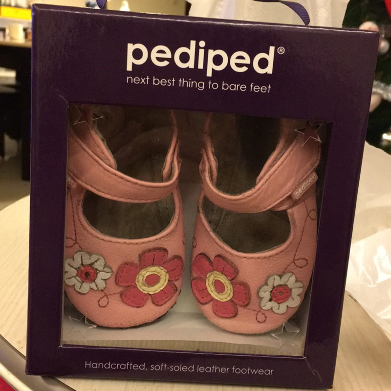 美國 pediped 嬰兒鞋 寶寶鞋 粉色經典皮革小花款
