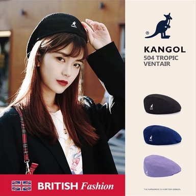 Kangol帽子袋鼠貝雷帽女復古明星同款韓版前衛帽夏季薄款網眼畫家帽男潮