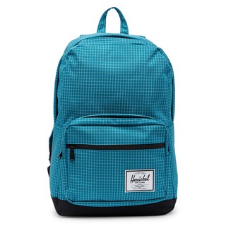 Herschel Pop Quiz 藍綠 白線 方格 黑色 防水拉鍊 帆布 筆電夾層 大容量 後背包 現貨