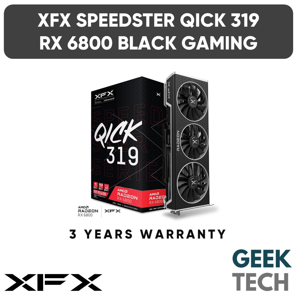 Xfx Speedster QICK 319 AMD Radeon RX 6800 黑色遊戲顯卡,16GB GDDR6,