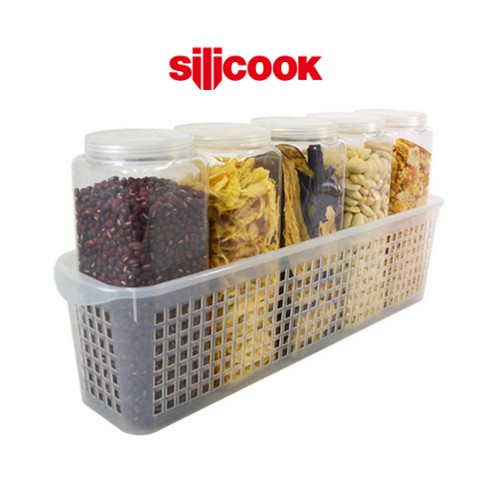 [silicook] 方形食品容器1200ml 5件組（帶托盤套裝）/ 食品儲藏