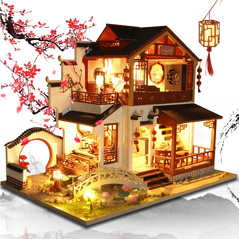 台中現貨 朝花夕拾diy小屋首選附防塵罩袖珍屋交換禮物diy手作生日禮物模型屋diy小屋玩具屋小夜燈 蝦皮購物