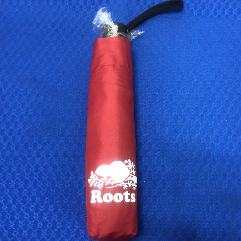 Roots紅色自動摺疊雨傘 限yi5558下單