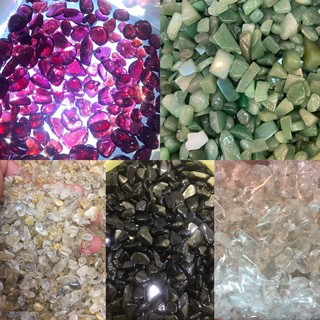 高品質純天然五行碎石、新年特惠價、白水晶、鈦晶、金沙黑曜石、東菱玉、紅石榴、下單一份各一百克、總計500克
