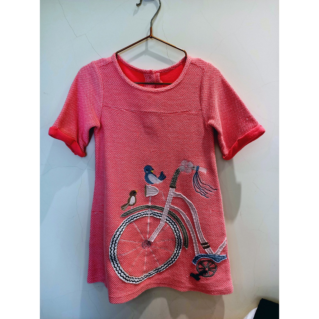 Gymboree，3T，短袖腳踏車粉紅洋裝(二手)