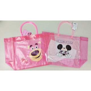 💥現貨在台💥日本 大創 迪士尼 粉色 半透明 PVC 手提袋 手提包 防水 游泳包 海灘包 熊抱哥 米奇 米老鼠