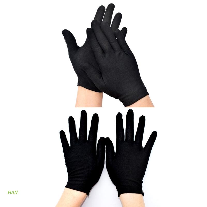 Han 12 對黑色棉全指工作手套保護性手套手套