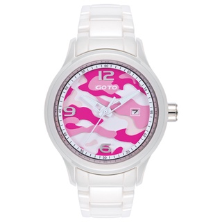 GOTO NO.7迷彩系列精密陶瓷手錶-白x桃