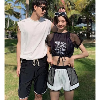 Xuan♥戀愛時光 超A甜美情侶泳衣 2022新款遮肚比基尼三件式 時尚甜美溫泉泳衣 海邊度假泳裝