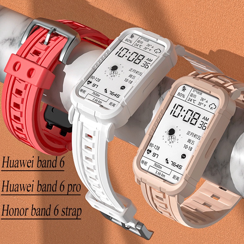 華為手環 9 8 7 6 Pro 腕帶時尚替換運動矽膠錶帶榮耀手環 7 6 可調節外殼保護套錶帶保護套
