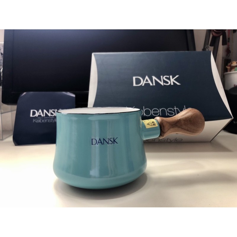 【DANSK】DANSK木柄琺瑯牛奶鍋（藍綠色）