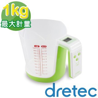 [樸樂烘焙材料]限時特價-Dretec日本量杯電子秤/綠/「Farine法蕾娜」量杯造型廚房料理電子秤1kg
